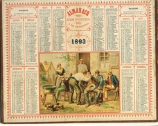 (CALENDRIER) ALMANACH 1893 Des Postes Et Telegraphes (barbier Du  Village ) - Grossformat : ...-1900