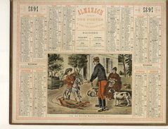 (CALENDRIER) ALMANACH 1891 Des Postes Et Telegraphes ( Le Futur Saint Cyrien) - Tamaño Grande : ...-1900