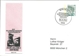 Ganzsache Zeche Zollern II Dortmund Bund Motiv MiNr 1342 SWK Stempel 06.11.1987 Ersttag - Privé Briefomslagen - Gebruikt