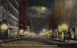 Minnesota Minneapolis Nicollet Avenue At Night Looking South From 6th Street 1911 - Minneapolis