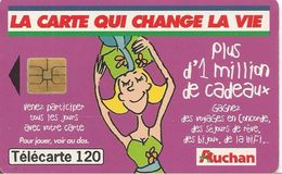 CARTE-PUBLIC-120U-F 1013 A-SO3-09/99-Tirage 4 Millions-AUCHAN PRUNE-N°Série A+9N°Lasers-UTILISE-TBE-RARE - 1999