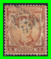 ESPAÑA SELLO  REINADO DE ALFONSO XII  AÑO 1876 5 Cts: COLOR  SEPIA - Usati