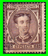 ESPAÑA SELLO  REINADO DE ALFONSO XII  AÑO 1876 25 Cts: COLOR  CASTAÑO R0JIZO - Usados