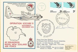 Plis Aériens SCOTT Base -  Operation Icecube 11 - Nov & Dec. 1975 - Flight Cover 40 Sqd. Royal New Zeland Air F  Signé - Cartas & Documentos