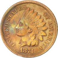 Monnaie, États-Unis, Indian Head Cent, Cent, 1874, U.S. Mint, Philadelphie - 1859-1909: Indian Head