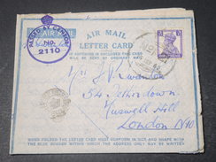 INDE - Aérogramme Pour Londres Avec Contrôle Postal En 1942- L 11268 - 1936-47  George VI