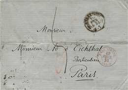 1855- Letter From STUTTGART  To Paris  Rating 5 - Entrance  Red  BADE STRAB.  AMB. B - Brieven En Documenten