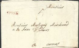 L 1756 Marque IPRES + "5" Pour Anvers - 1714-1794 (Pays-Bas Autrichiens)