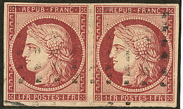 No 6, Paire Horizontale Obl Gros Points, Pli Sur Un Ex Sinon TB - 1849-1850 Ceres