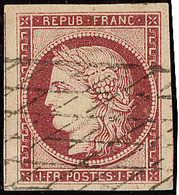 No 6c, Carmin Clair, Deux Voisins, Obl Grille Sans Fin, Superbe. - R - 1849-1850 Ceres