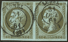 No 11, Paire Horizontale Obl Cad Lunel Oct 61. - TB - 1853-1860 Napoleon III