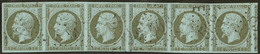 No 11, Bande De Six (3 Ex Pli), Obl GC 568, Un Voisin, TB D'aspect - 1853-1860 Napoleon III