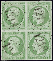 No 12, Bloc De Quatre Obl GC 1218, Coup De Ciseaux Dans Une Marge Entre 2 Timbres. - TB - 1853-1860 Napoleon III