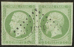 No 12a, Vert Clair, Paire Horizontale Obl Pc. - TB - 1853-1860 Napoleon III
