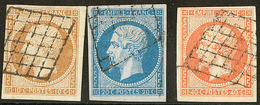 Nos 13I, 14I, 16, Obl Grille. - TB - 1853-1860 Napoléon III