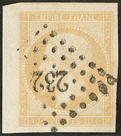 No 13Id, Citron Impr. Défectueuse, Obl Pc 232, Bdf + Un Voisin, Ex Choisi. - TB - 1853-1860 Napoléon III.