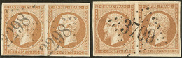 No 13II, Deux Paires Horizontales Obl GC, Deux Nuances. - TB - 1853-1860 Napoléon III