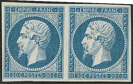 * No 14Ic, Bleu Foncé, Paire Horizontale, Très Frais. - TB - 1853-1860 Napoleone III