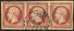 No 17A, Bande De Trois Obl Pointillé Fin. - TB - 1853-1860 Napoléon III