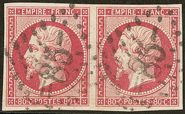 No 17B, Paire Horizontale Obl GC 85. - TB - 1853-1860 Napoleon III