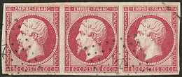 No 17B, Bande De Trois, Obl Ancre Noire, Jolie Pièce. - TB - 1853-1860 Napoléon III