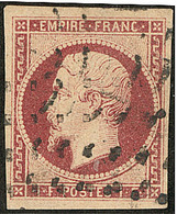 No 18a, Carmin Clair, Obl Gros Points, Jolie Pièce. - TB. - R - 1853-1860 Napoleon III