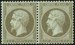 ** No 19b, Vert Bronze, Paire Horizontale. - TB - 1862 Napoleon III