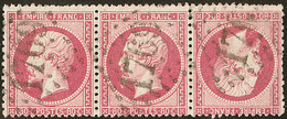 Tête-bêche. No T24, à Droite D'une Bande De Trois Obl GC 1769, Pos. 148-150. - TB. - R - 1862 Napoleon III