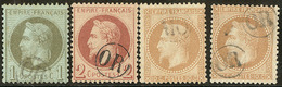 Oblitération "OR". Nos 25, 26II, 28I, 28II. - TB - 1863-1870 Napoleon III With Laurels