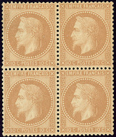 ** No 28I, Bistre, Bloc De Quatre (deux Ex *), Jolie Pièce. - TB - 1863-1870 Napoleone III Con Gli Allori