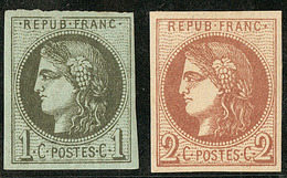 * Nos 39Ia (avec Variété "Filet Brisé" En Haut), 40II. - TB - 1870 Bordeaux Printing