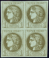* No 39Ic, Vert-olive, Bloc De Quatre Dont Deux Ex Quasiment **, Très Frais. - TB - 1870 Bordeaux Printing