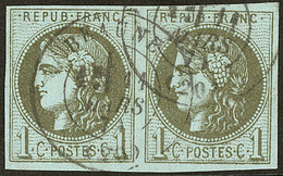 No 39II, Paire Horizontale Obl Cad 17 De Beaune Mars 71. - TB - 1870 Emissione Di Bordeaux