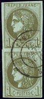 No 39IIe, Paire Verticale Obl Cad Type 17 Du 25 Janv 71, Jolie Pièce. - TB - 1870 Emissione Di Bordeaux