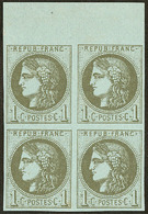 (*) No 39IIIj, Olive, Bloc De Quatre Bdf, Pos. 2-3-7-8, Très Frais. - TB - 1870 Bordeaux Printing