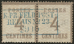 No 3, Paire Horizontale Obl Cachet Bleu Feldpost Relais N°23. - TB - Other & Unclassified