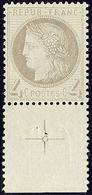 * No 52, Gris, Bdf Avec Croix De Repère, Très Frais. - TB - 1871-1875 Ceres