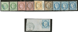 Nos 53(2), 54(2), 55, 56, 60I(2), 60III(2), Obl Cad Bleu Divers. - TB - 1871-1875 Ceres