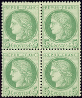 ** No 53b, Vert Jaune Sur Verdâtre, Bloc De Quatre (un Ex *), Très Frais. - TB - 1871-1875 Ceres