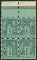 ** No 75a, Vert Sur Vert Jaune, Bloc De Quatre Bdf, Très Frais. - TB - 1876-1878 Sage (Type I)