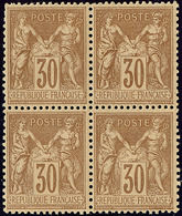 ** No 80, Bloc De Quatre (deux Ex *), Nuance Foncée, Très Frais Et Centré. - TB - 1876-1878 Sage (Type I)