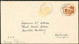 LETTRE Marseille. No 15a, Enveloppe Entier Postal 6c Orange, Obl Cad Pour Washington. - TB - Poste Aérienne Militaire