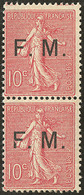 ** "F" Brisé. No 4a, En Paire Verticale Avec Normal. - TB - Military Postage Stamps