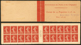 ** No 135C2, Carnet De 20t Avec Couverture Surchargée "Prix Réduit : 2 Francs", Agrafe Manquante. - TB - Other & Unclassified