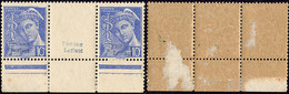 * No 1 (10c Mercure, Mi. # 1), Paire Horizontale Interpanneaux Bdf Avec Surcharge Répétée, Adhérences Au Verso Mais TB ( - War Stamps