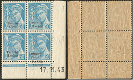 ** No 4 (50c Mercure, Mi. # 4), Bloc De Quatre Cd 17.11.43 (le Bdf Droit Est En Grande Partie Détaché), Un Ex Pelurage A - War Stamps