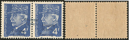 ** No 12 (4f Pétain, Mi. # 12), Paire Horizontale Avec Variétés De Surcharges. - TB. - R (tirage 200) - War Stamps