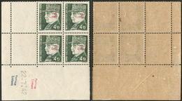 ** No 14 (4,50f Pétain Gravé, Mi. # 12Bb), Bloc De Quatre Cd 22.7.42, Gomme Légèrement Glacée Et 2 Infimes Points De Rou - War Stamps