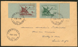 LETTRE Saint Nazaire. Nos 8 + 9 Surchargés "LIBERATION", Tous Deux Bdf, Sur Enveloppe De Pornichet, 9.5.45 Pour Batz. -  - War Stamps