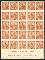 ** TIMBRES-MONNAIE. Jeanne D'Arc. No 631, Sépia, Bloc De 25ex Bdf Avec Mentions, Qqs Ex Légèrement Séparés Mais 1re Pièc - Coins